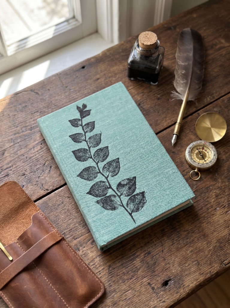 Natural Dye & Sea Green Handmade Diary