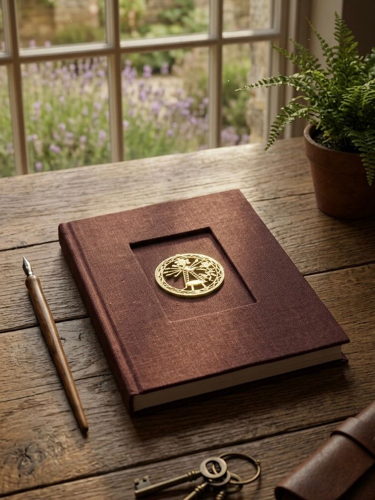Handmade paper Diary with Metal icon