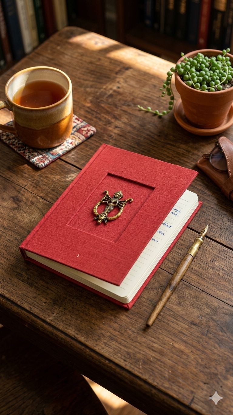 Handmade paper Diary with Metal icon