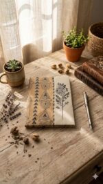 Handmade Paper Diary with Katha work and Natural Dye Print