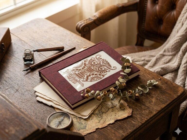 Handmade Paper Diary with Copper Wire Art