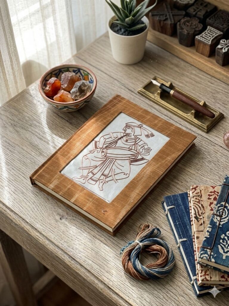 Handmade Paper Diary with Copper Wire Art