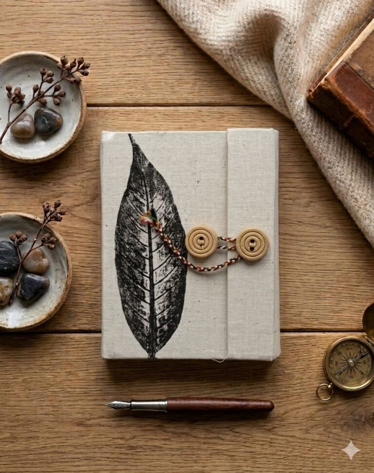 Natural Dye & Handmade Diary with Button