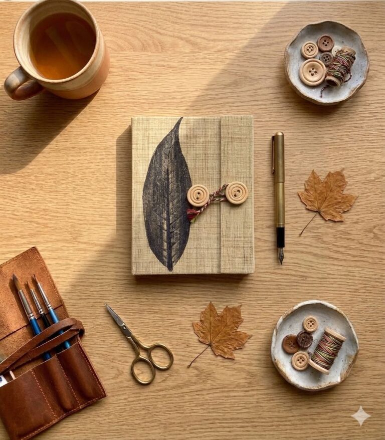 Natural Dye & Handmade Diary with Button