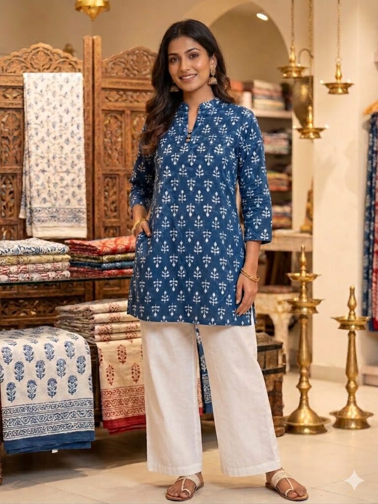 Natural Dye Indigo Short Kurta (Indigo)