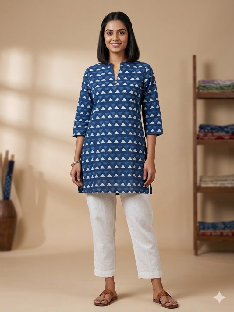 Natural Dye Indigo Short Kurta (Indigo)