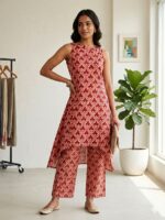 Cotton Halter Neck Palazzo Set (Maroon)
