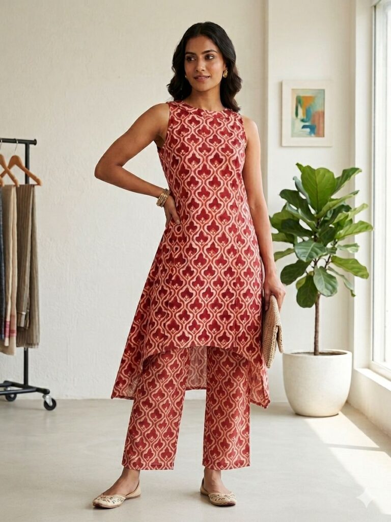 Cotton Halter Neck Palazzo Set (Maroon)