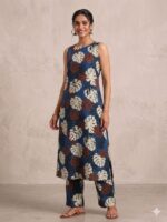 Cotton Halter Neck Palazzo Set (Blue)