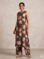 Cotton Halter Neck Palazzo Set (Brown)