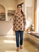 Ajrakh Short Kurta (Off-White)