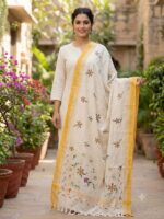 Khadi Hand painted Dupatta (Yellow)