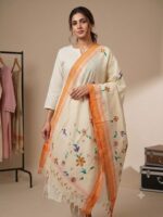 Khadi Hand painted Dupatta (Orange)