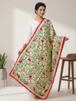 Wool Work Dupatta (Red)