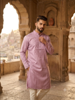 Cotton Self Work Punjabi (Pink)