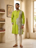 Cotton Silk Madhubani Punjabi (Green)
