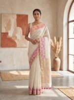 Pure Matka Silk Dhakai Saree (White)